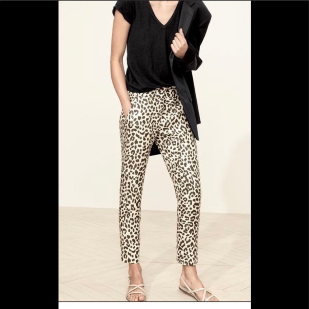 J. Crew Animal Print Linen Cafe Capri Pants